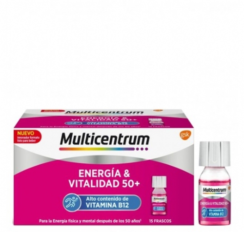 Multicentrum energia & vitalidad 50+  15 frascos 7 ml sabor frambuesa
