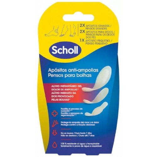 Scholl apositos hidrocoloide ampollas (2 unidades grande + 3 unidades pequeña 3 + 1 dedos)
