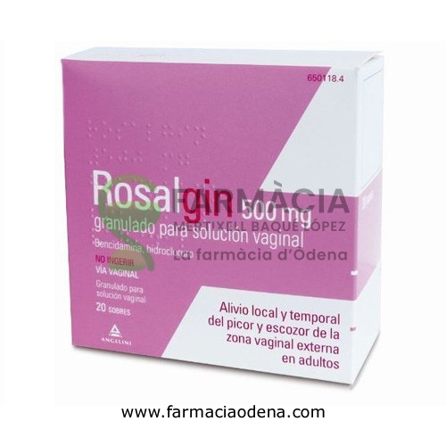 ROSALGIN 500 mg GRANULADO PARA SOLUCION VAGINAL, 20 sobres