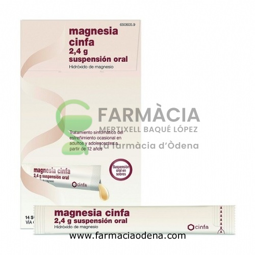 MAGNESIA CINFA 2,4 g SUSPENSION ORAL , 14 sobres