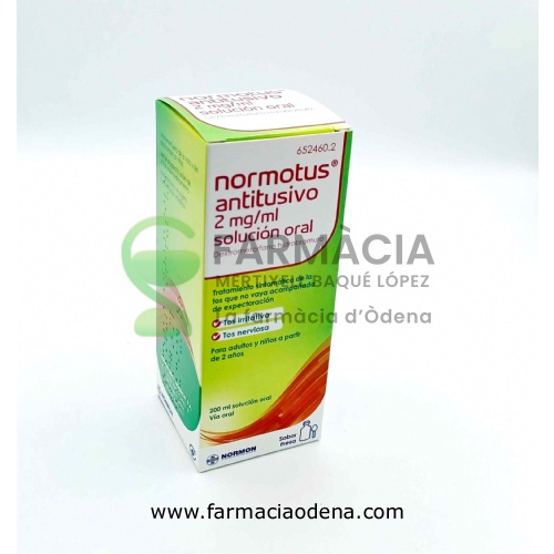 NORMOTUS ANTITUSIVO 2 MG/ML SOLUCIÓN ORAL, 1 frasco de 200 ml