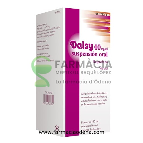 DALSY 40 mg/ml SUSPENSION ORAL , 1 frasco de 150 ml