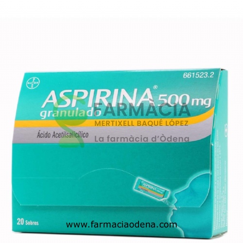 ASPIRINA 500 mg GRANULADO , 20 sobres