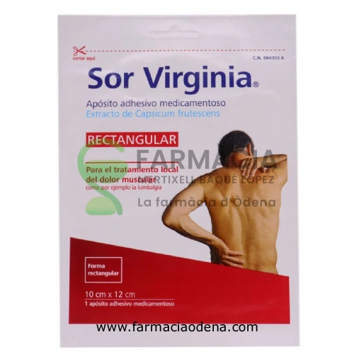 SOR VIRGINIA APOSITO ADHESIVO MEDICAMENTOSO, RECTANGULAR, 1 apósito
