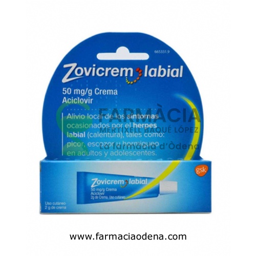 ZOVICREM LABIAL 50 mg/g CREMA, 1 tubo de 2 g