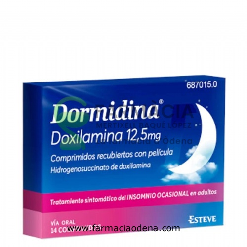 DORMIDINA DOXILAMINA 12,5 mg COMPRIMIDOS RECUBIERTOS CON PELICULA , 14 comprimidos