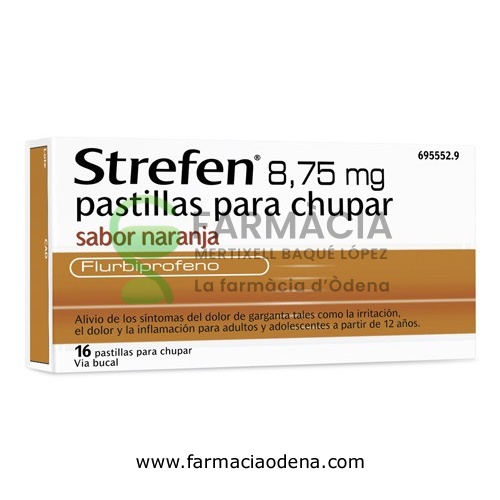 STREFEN 8,75 MG PASTILLAS PARA CHUPAR SABOR NARANJA , 16 pastillas