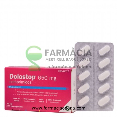DOLOSTOP 650 MG COMPRIMIDOS , 20 comprimidos