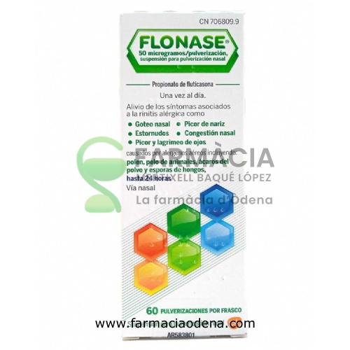 FLONASE 50 MICROGRAMOS/PULVERIZACION SUSPENSION PARA PULVERIZACION NASAL, 60 pulverizaciones