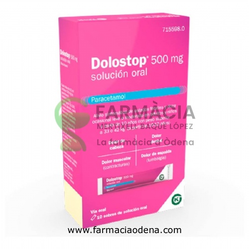 DOLOSTOP 500 MG SOLUCION ORAL, 10 sobres