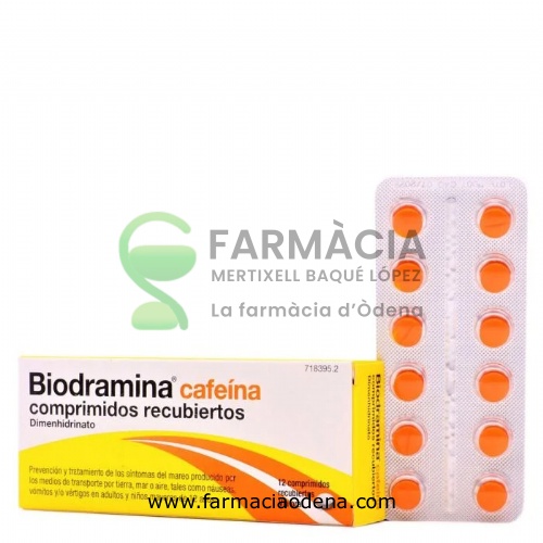 BIODRAMINA CAFEINA COMPRIMIDOS RECUBIERTOS , 12 comprimidos