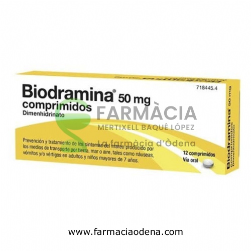 BIODRAMINA 50 mg COMPRIMIDOS , 12 comprimidos