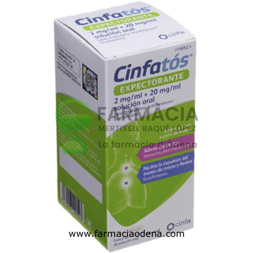 CINFATOS EXPECTORANTE 2 mg/ml + 20 mg/ml SOLUCION ORAL, 1 frasco de 200 ml