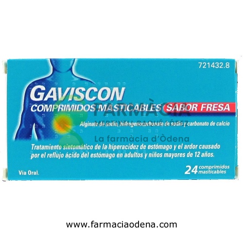 GAVISCON COMPRIMIDOS MASTICABLES SABOR FRESA,24 comprimidos