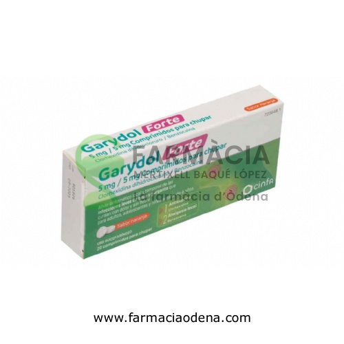 GARYDOL FORTE 5 MG/5 MG COMPRIMIDOS PARA CHUPAR , 20 comprimidos