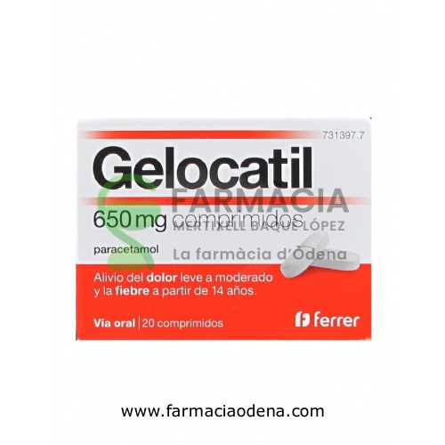 GELOCATIL 650 mg COMPRIMIDOS, 20 comprimidos