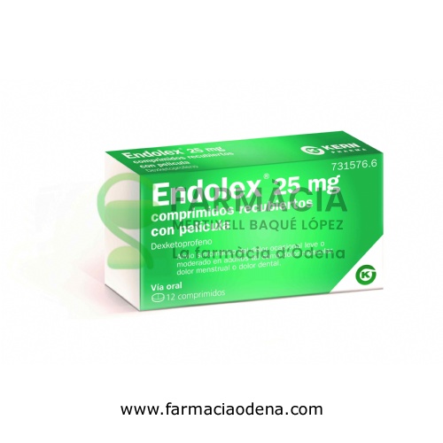 ENDOLEX 25 MG COMPRIMIDOS RECUBIERTOS CON PELICULA , 12 comprimidos (PA/Al/PVC/Al)