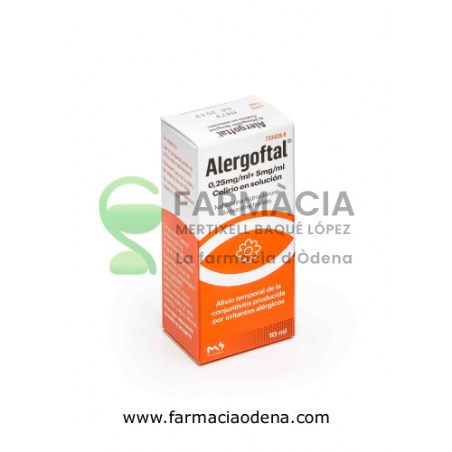 ALERGOFTAL 0,25 mg/ml+ 5 mg/ml COLIRIO EN SOLUCION , 1 frasco de 10 ml