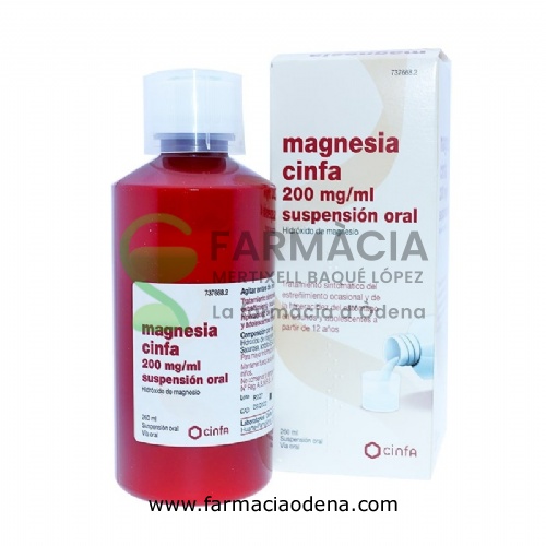 MAGNESIA CINFA 200 mg/ ml SUSPENSION ORAL, 1 frasco de 260 ml