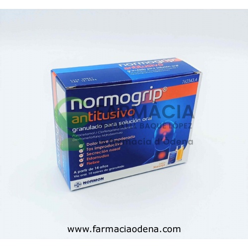 NORMOGRIP ANTITUSIVO GRANULADO PARA SOLUCION ORAL, 10 sobres
