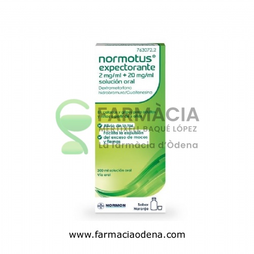 NORMOTUS EXPECTORANTE 2 MG/ML + 20 MG/ML SOLUCION ORAL, 1 frasco de 200 ml