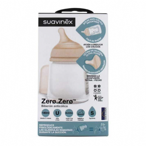 Suavinex biberon zero antic b/ancha sili flujo lento s 180 m