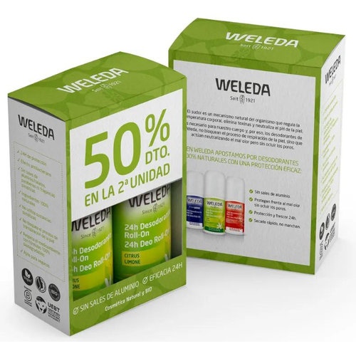 Weleda desodorante roll-on citrus duplo 50%dte