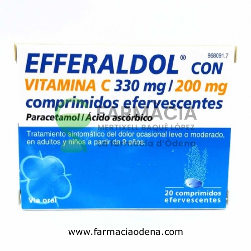 EFFERALDOL CON VITAMINA C 330MG/200MG COMPRIMIDOS EFERVESCENTES , 20 comprimidos