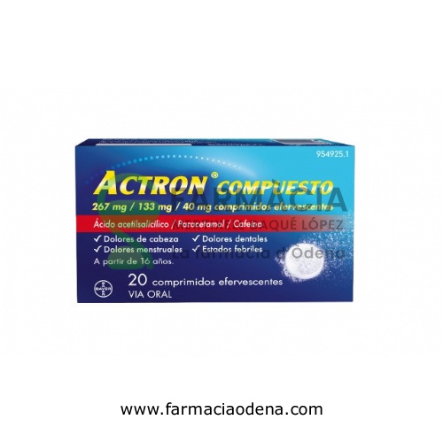 ACTRON COMPUESTO 267 MG/133 MG/40 MG COMPRIMIDOS EFERVESCENTES , 20 comprimidos