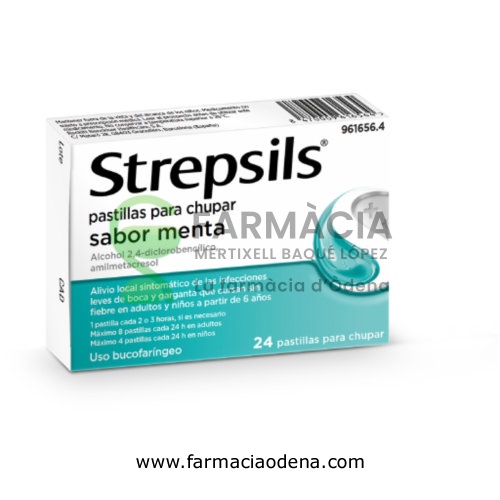 STREPSILS pastillas para chupar sabor menta , 24 pastillas