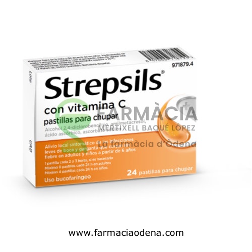 STREPSILS CON VITAMINA C PASTILLAS PARA CHUPAR , 24 pastillas