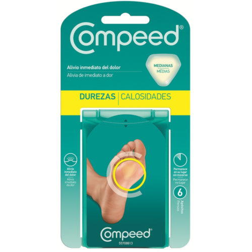 Compeed durezas hidrocoloide talla mediana 6 unidades - hidrocoloide