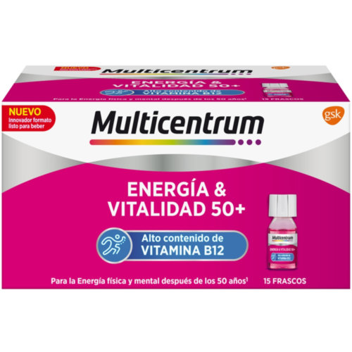 Multicentrum energia & vitalidad 50+  15 frascos 7 ml sabor frambuesa
