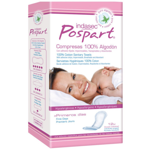 Compresas postparto indasec primeros dias algodon 12 unidades - indasec primeros dias algodon