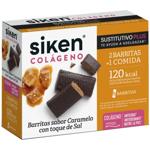 Siken sustitutivo colageno barrita (8 barritas 40 g sabor caramelo)
