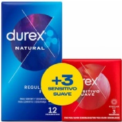 Durex natural plus + durex sensitivo confort preservativos 12 + 3 preservativos pack - preservativos
